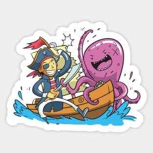 Octopus Pirate Battle Sticker